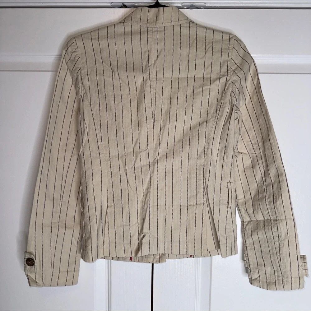 Tibi Women’s Striped Cotton Blazer Jacket Beige Brown Button Front Size 2 - Picture 11 of 12
